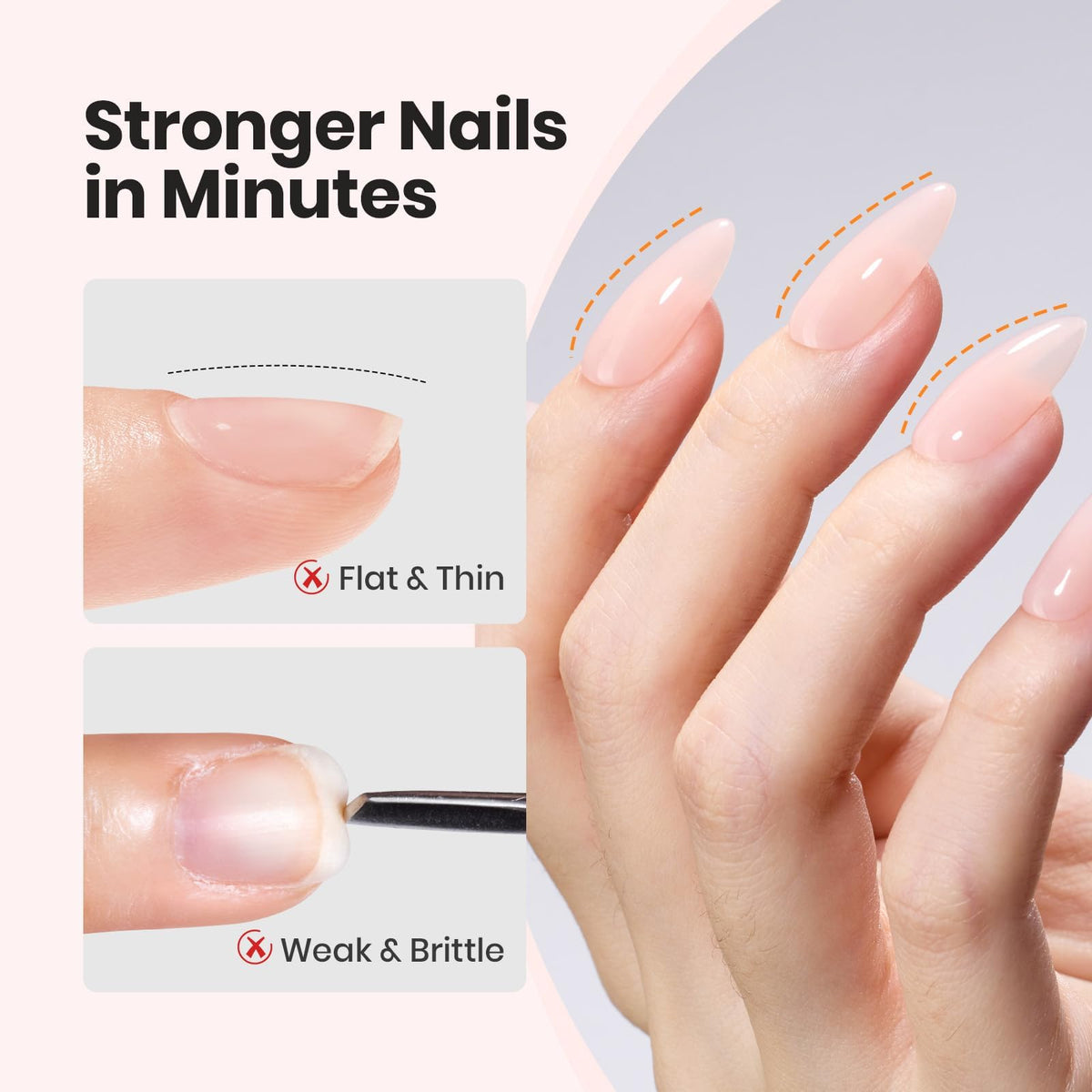 beetles gel polish applied and sculpted apex demonstrating strength benefit
