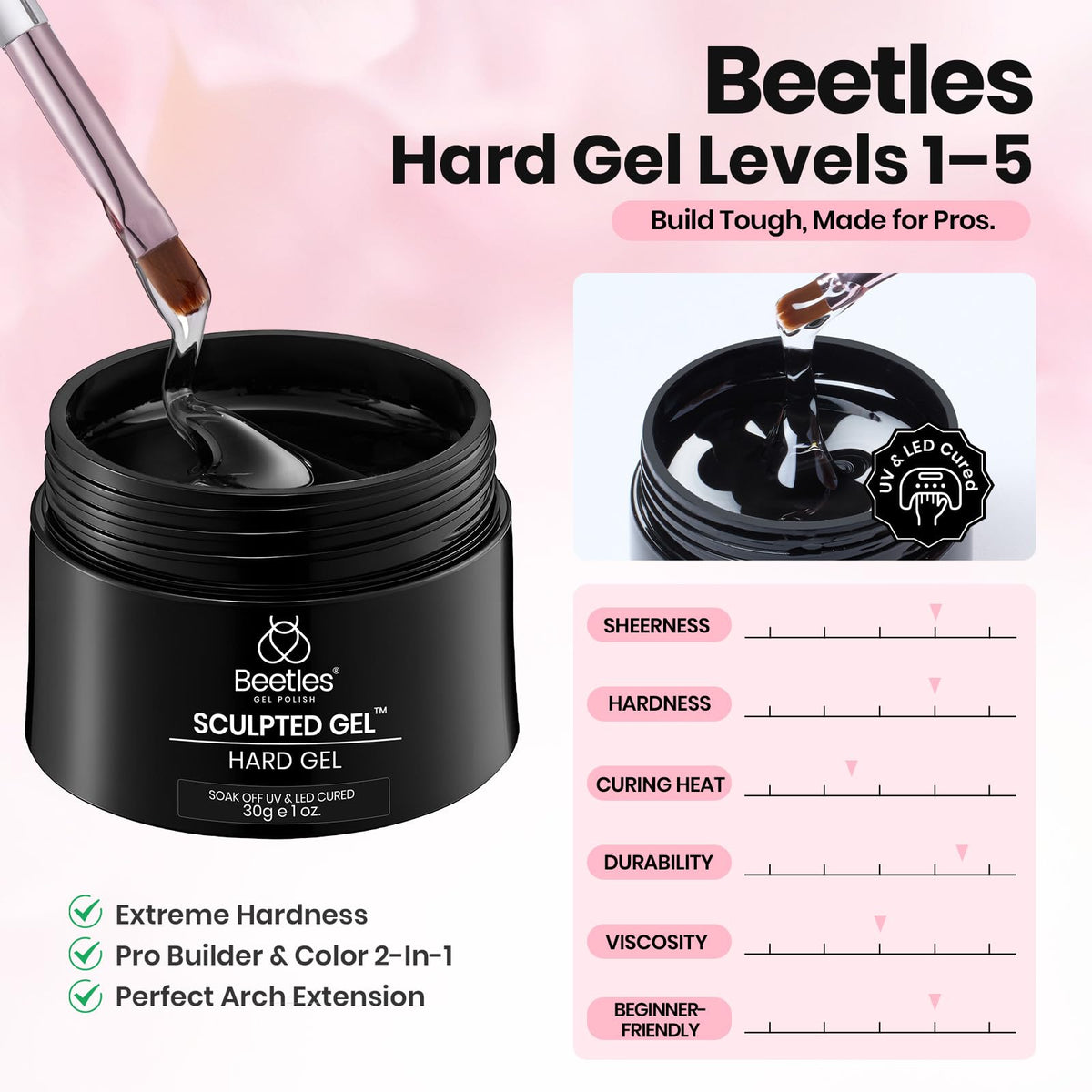 Beetles Gel Polish applying builder gel to a nail for precise sculpting benefit