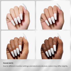 Beetles white gel applied as French tip on nail demonstrating crisp opaque coverage