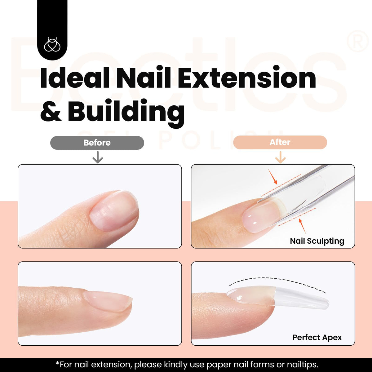 Beetles Gel Polish before and after image showing strengthened nails advantage