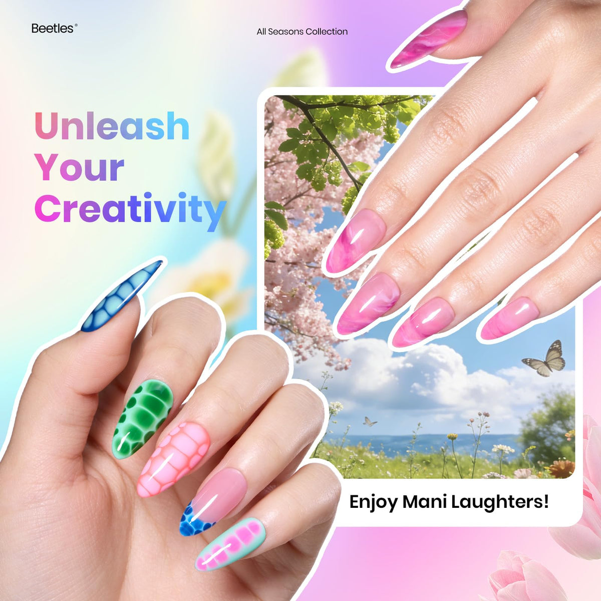 Beetles Gel Polish blooming gel closeup highlighting texture for gradient nail art