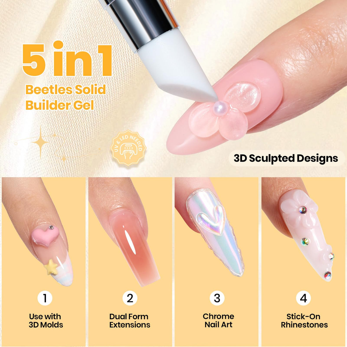 Beetles Gel Polish clear gel texture close-up demonstrating non-sticky sculpting control
