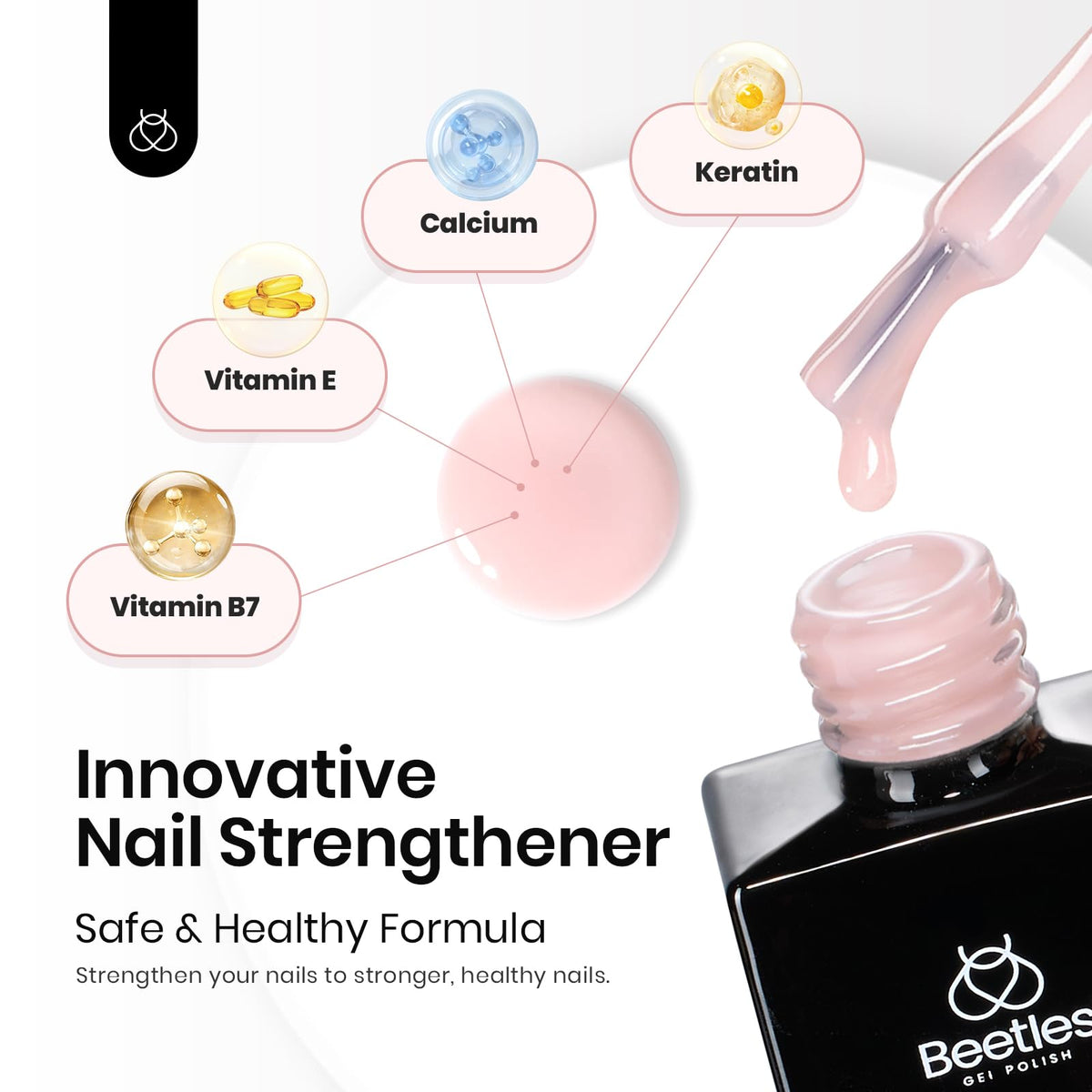 Beetles Gel Polish color swatch array displaying six nude and pink shades for versatile looks