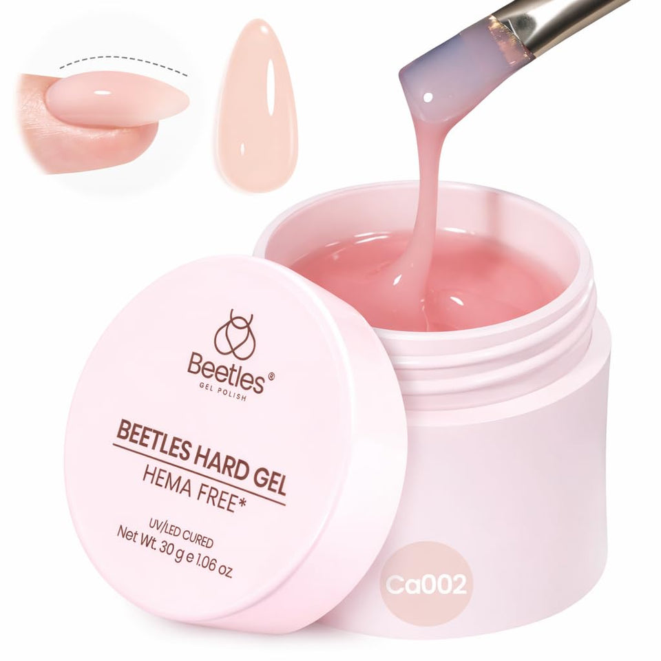 Beetles Gel Polish jar front view showing jelly nude builder gel benefits