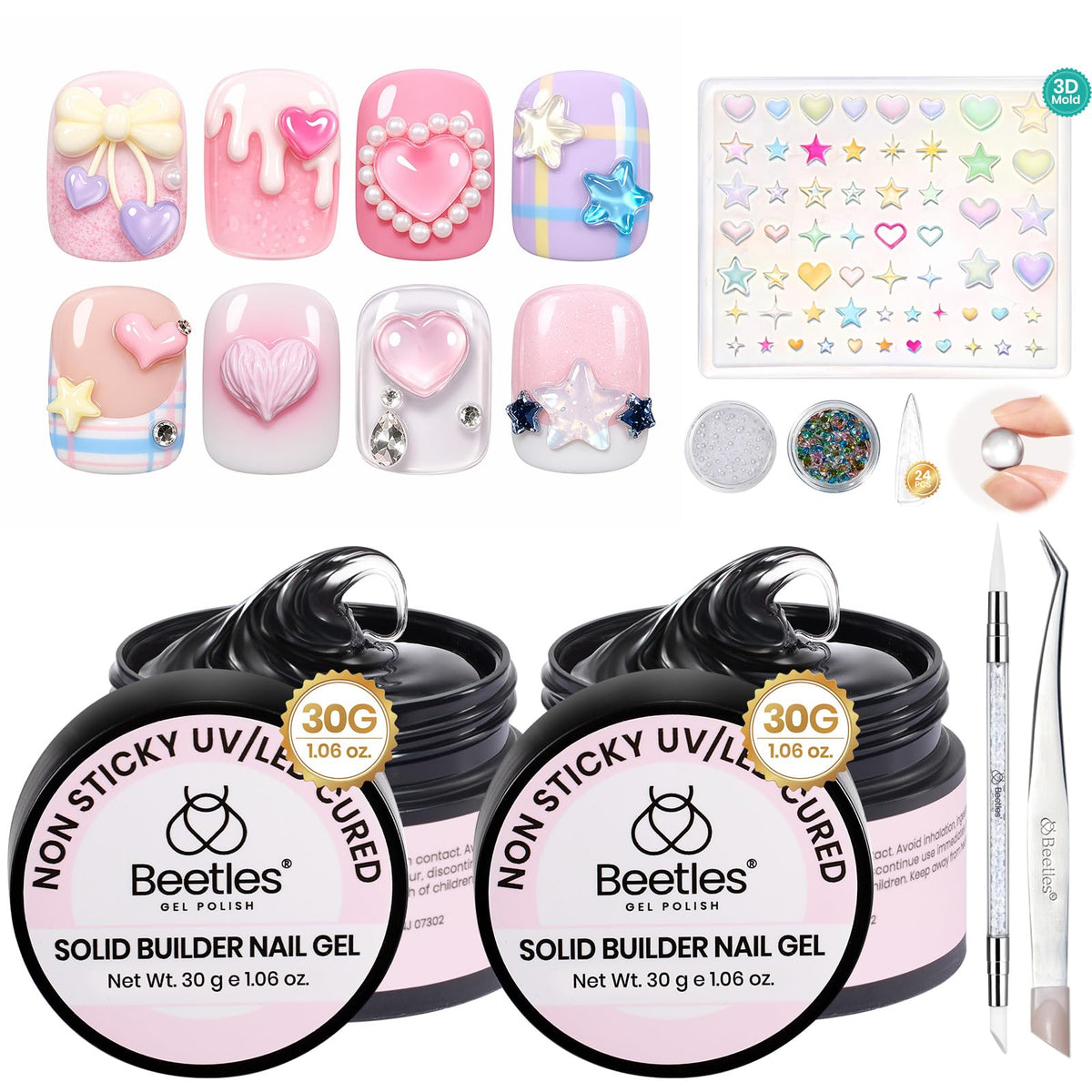 Beetles Gel Polish front packaging showing kit contents and tools for quick setup