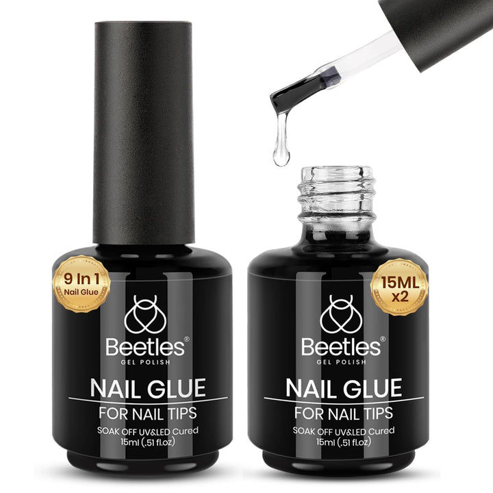 beetles Gel Polish front packaging showing two 15ml bottles and kit benefits