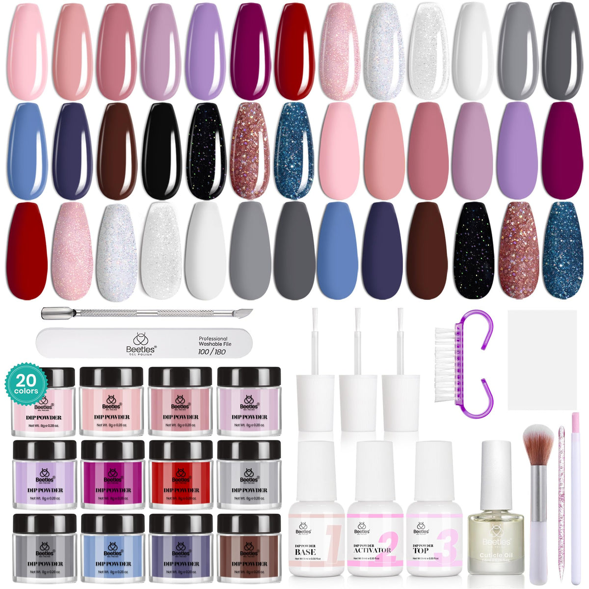 Beetles Gel Polish front packaging showing full 35-piece kit and color selection for easy gifting