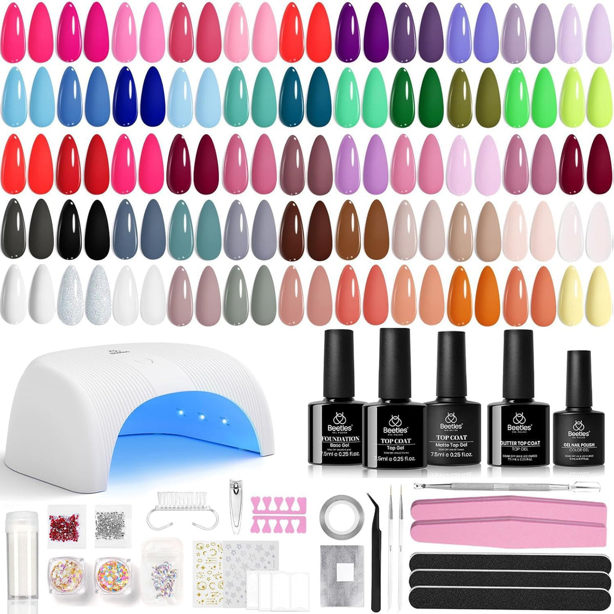 beetles Gel Polish front packaging showcasing full 81-piece kit benefits