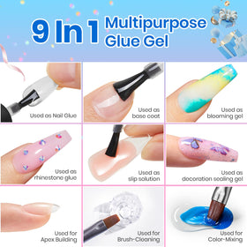 beetles Gel Polish in use applying clear gel to acrylic tip, strong bond