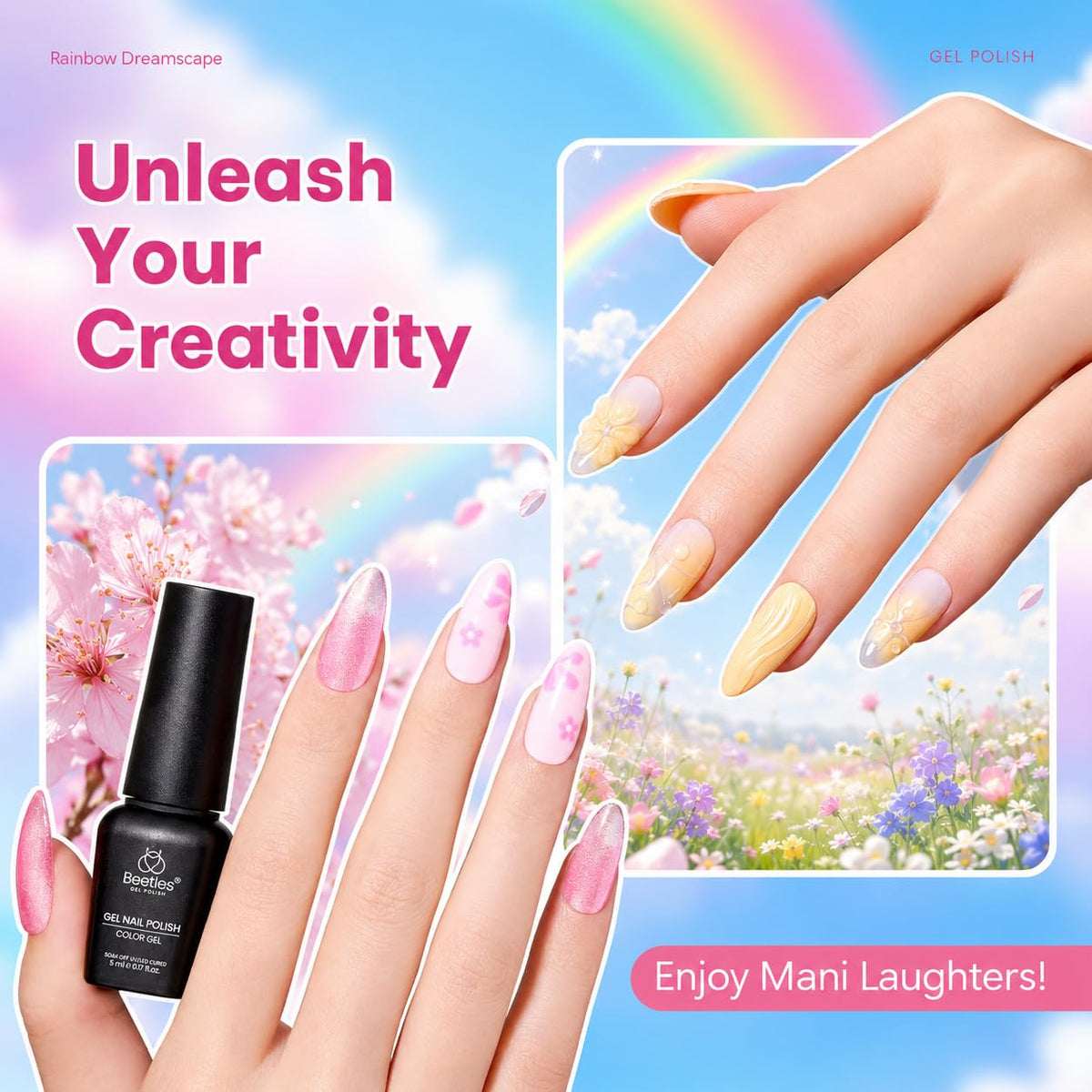 Beetles Gel Polish nail technician applying polish to show at-home salon results