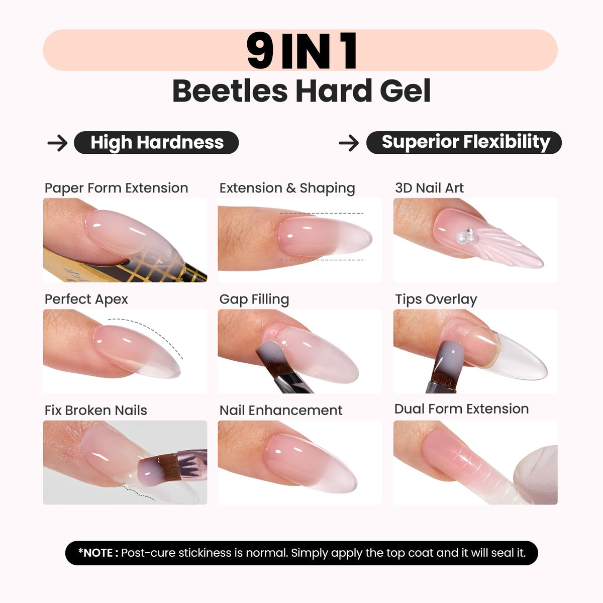 Beetles Gel Polish applied on tip while sculpting for strong extension benefit