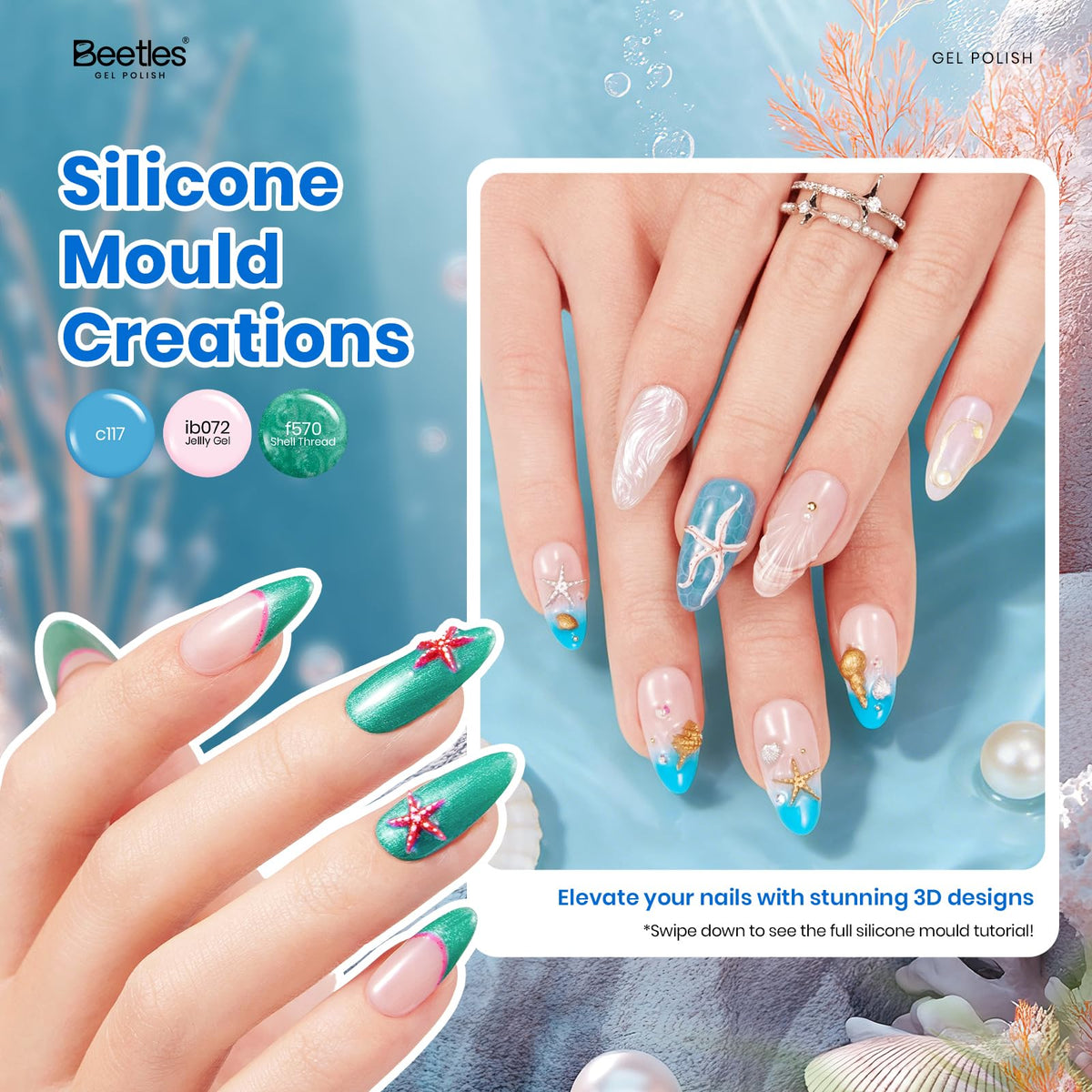Beetles Gel Polish magnet creating cat eye streaks for dramatic nails