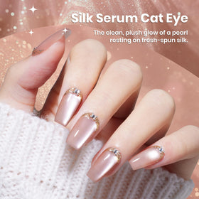 Beetles Gel Polish magnet being used to form cat-eye streak for a salon look