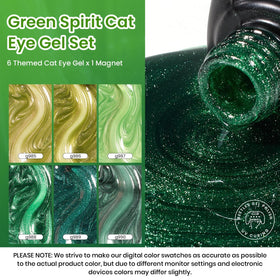 Beetles Gel Polish six shades displayed, vibrant greens for versatile manicure options