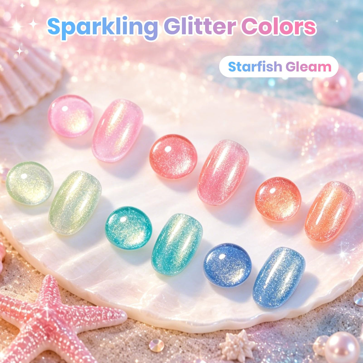 Beetles Gel Polish color swatch grid displaying six shades for mixing and design