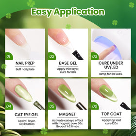Beetles Gel Polish swatch wheel of six greens showing color range and shimmer effect