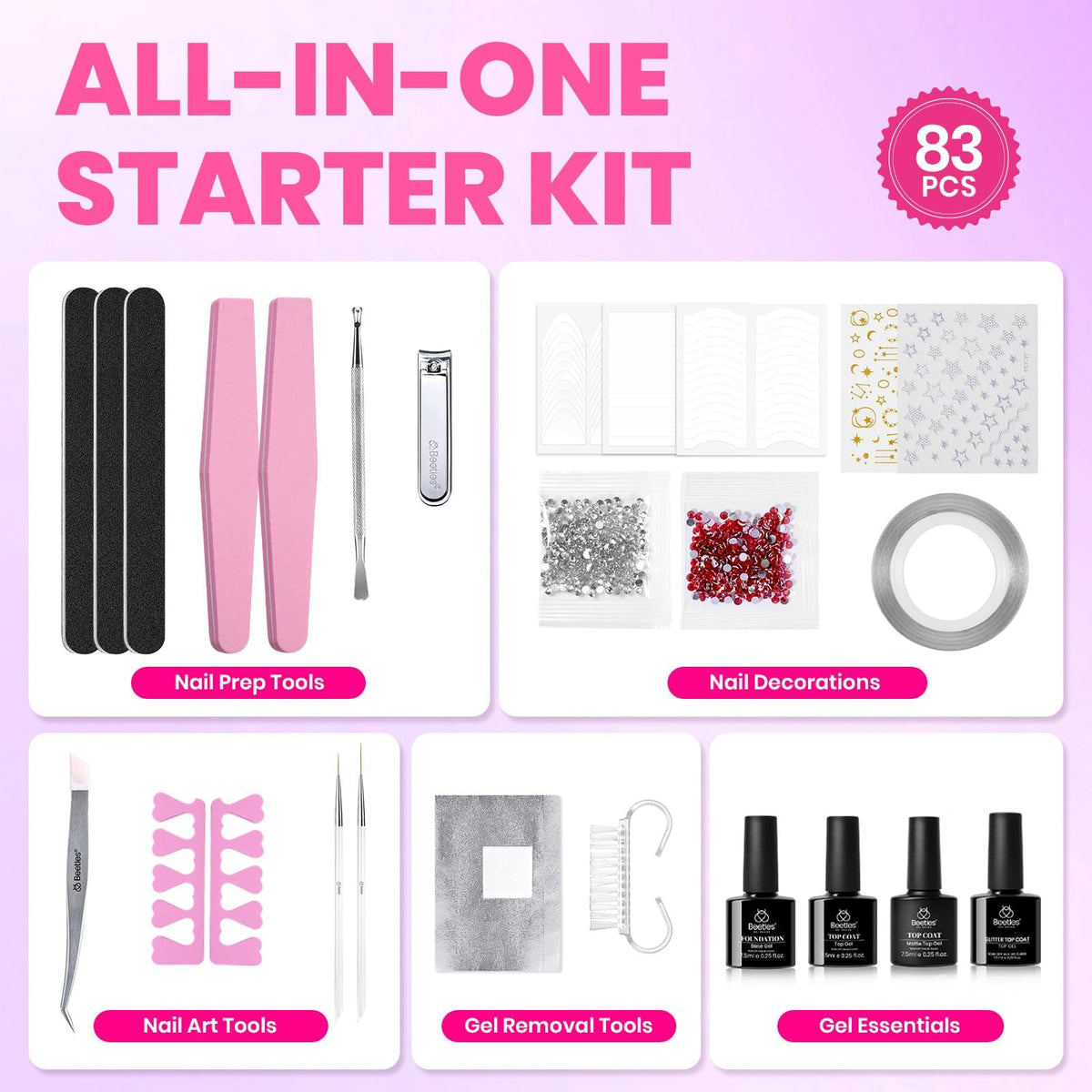 beetles Gel Polish kit tools display offering professional application support
