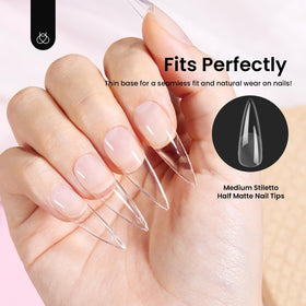 Beetles Gel lifestyle shot of finished stiletto manicure for elegant presentation