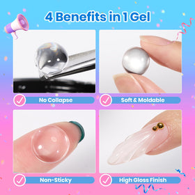 Beetles clear solid builder gel texture close-up showing hold and non-stick benefit