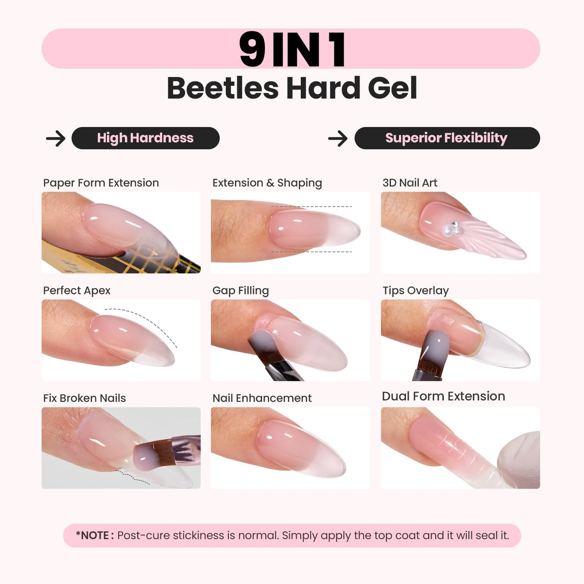 Beetles gel texture close-up highlighting self-leveling smooth consistency benefit