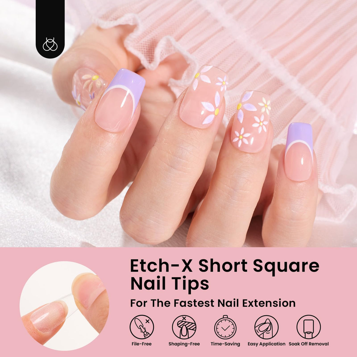 beetles gel polish tips in hand showing scale and comfortable short square benefit