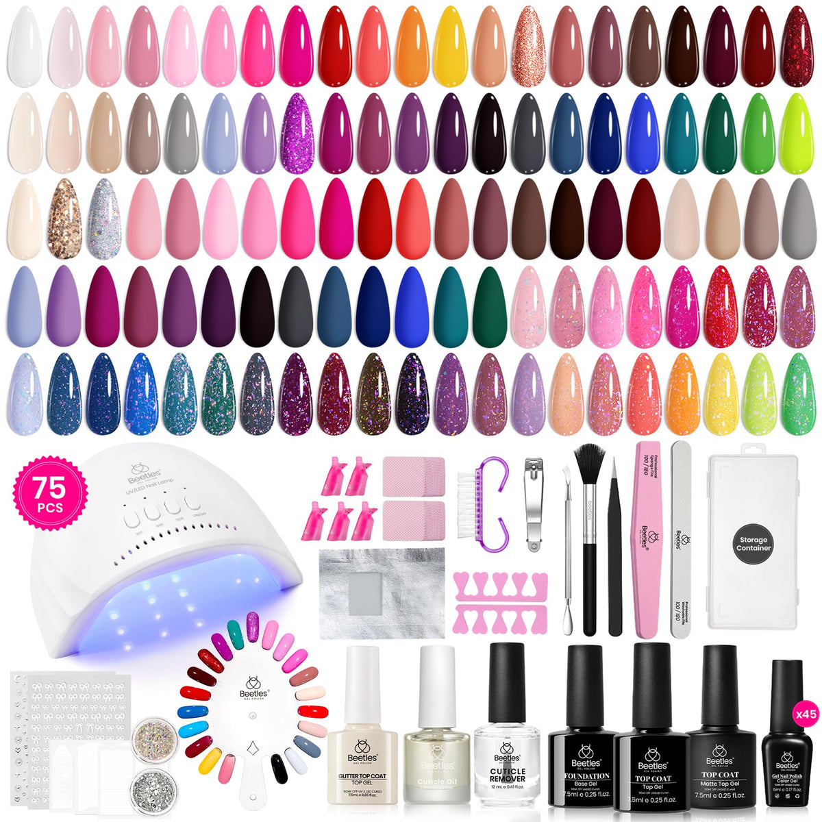 beetles gel polish front packaging showing full kit contents and convenience