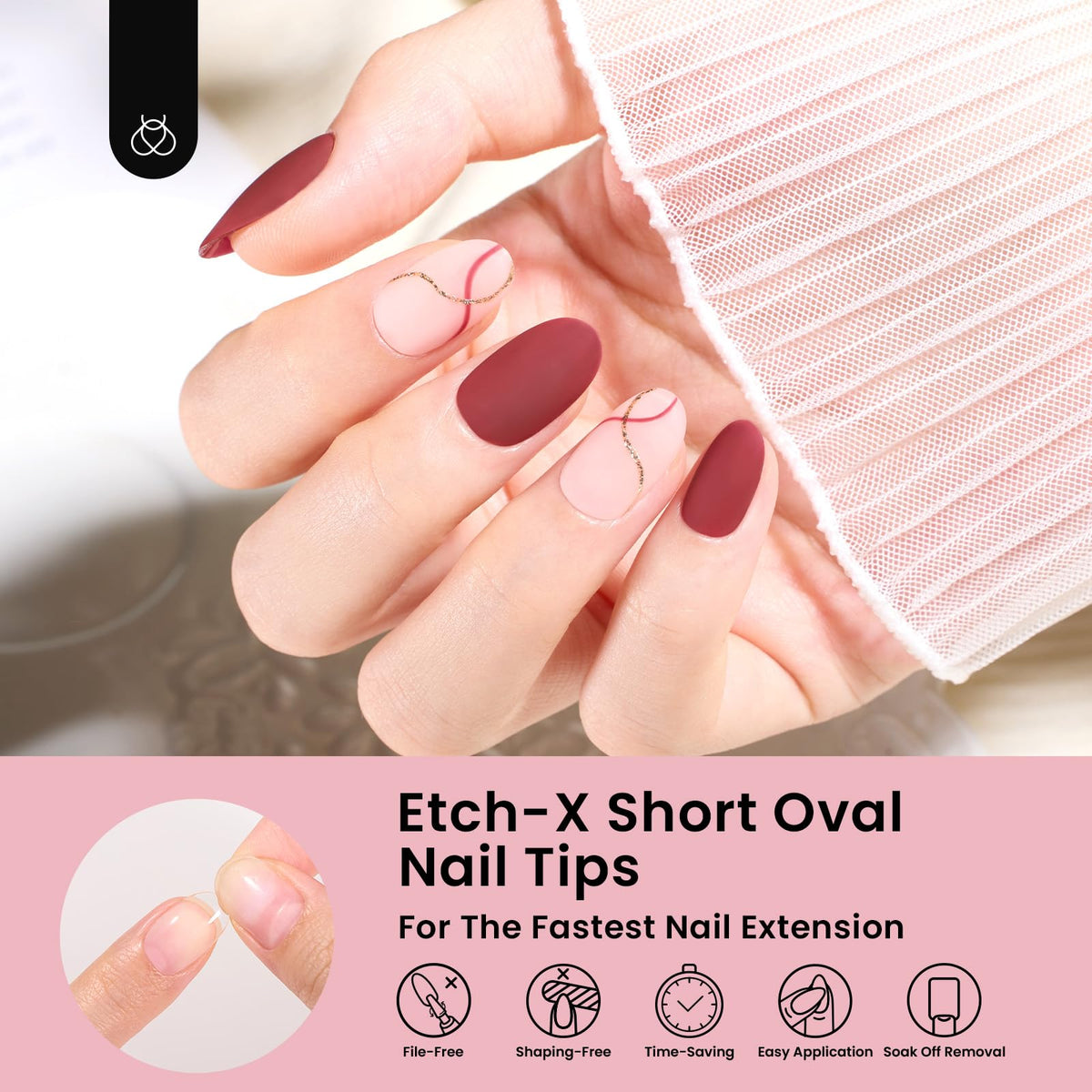 Beetles Gel Polish press-on nails applied on hands for instant manicure