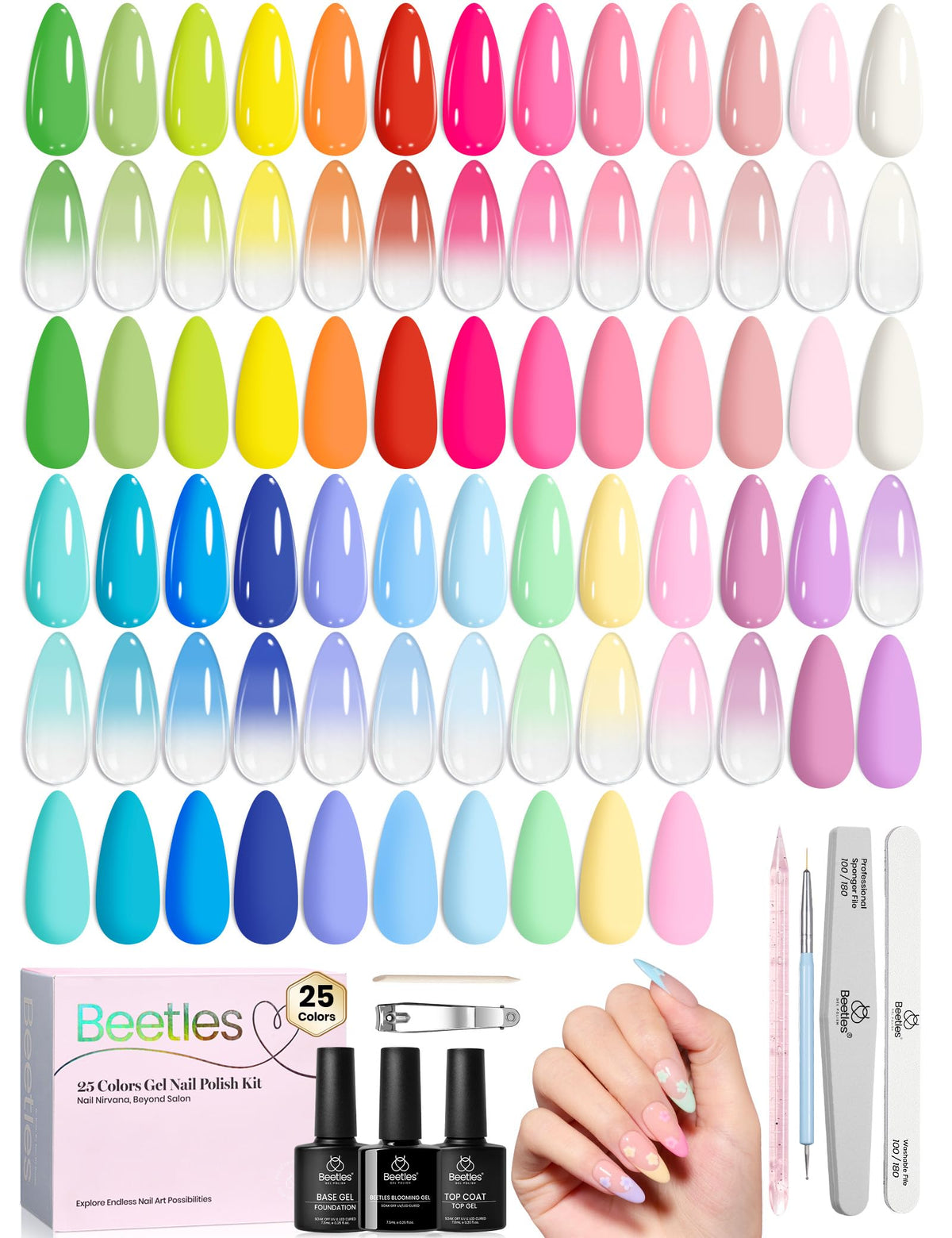 Beetles Gel Polish front packaging showing kit components and easy setup benefit