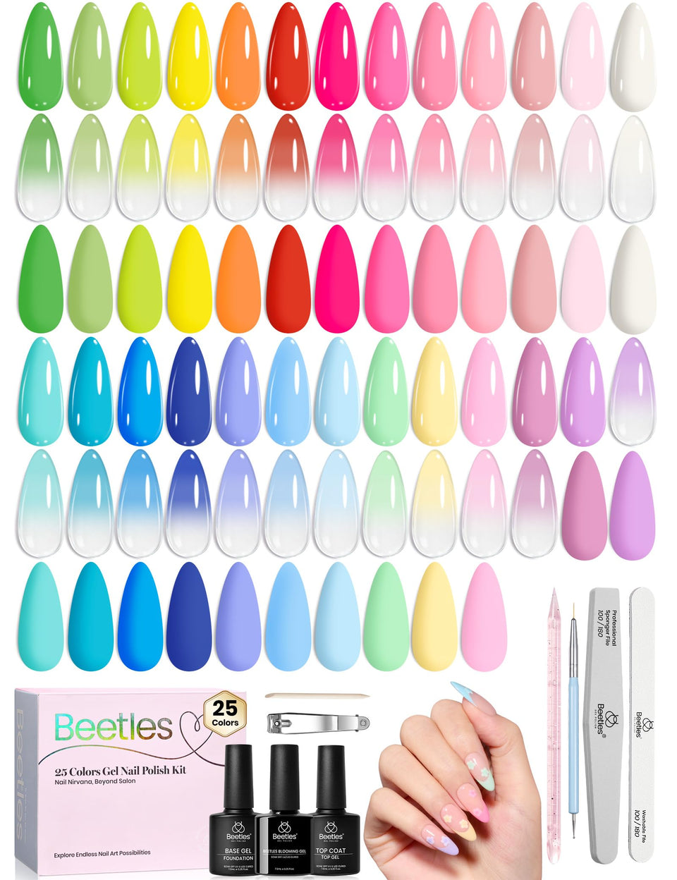 Beetles Gel Polish front packaging showing kit components and easy setup benefit