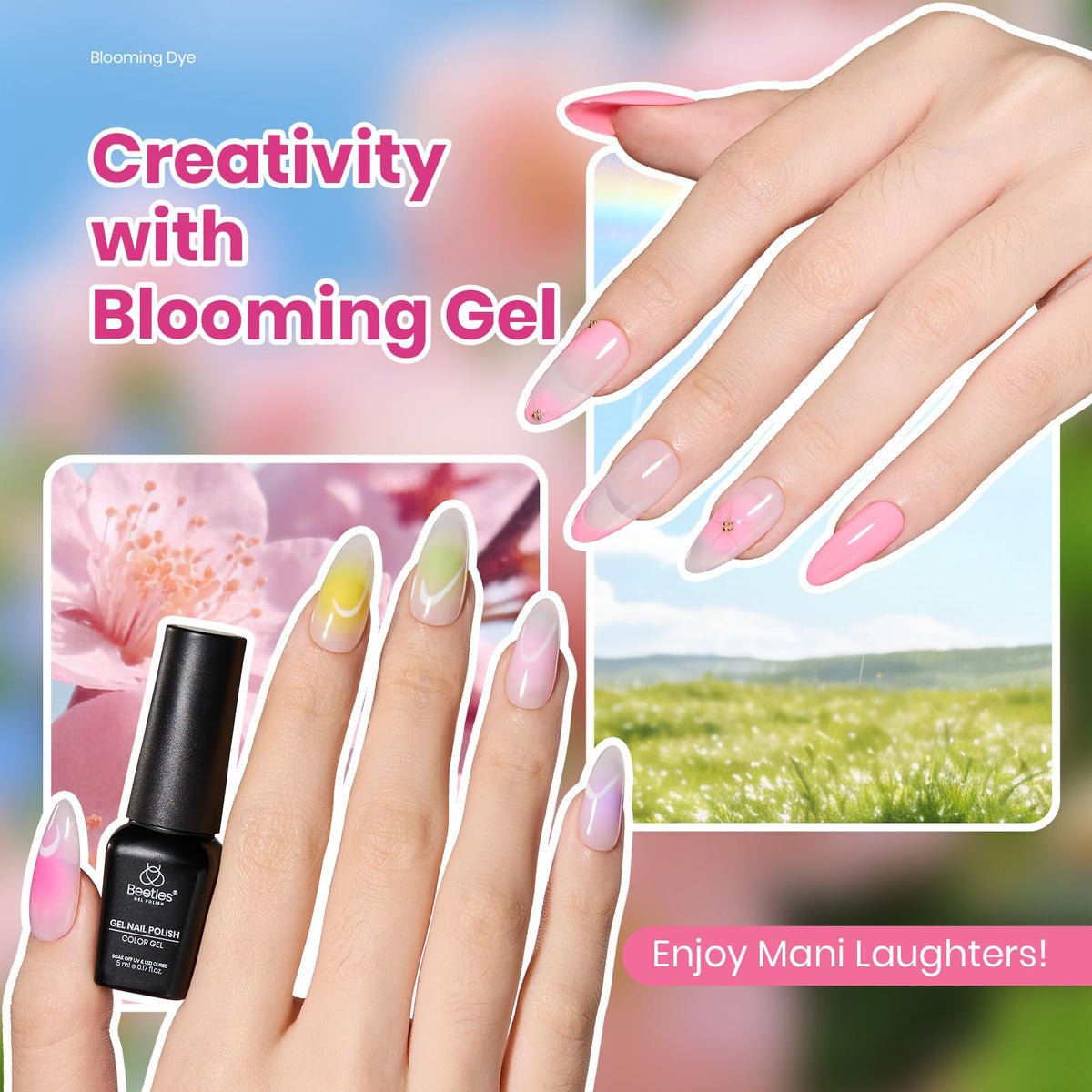 Beetles Gel Polish blooming texture close-up showing soft marbling for artistic detail