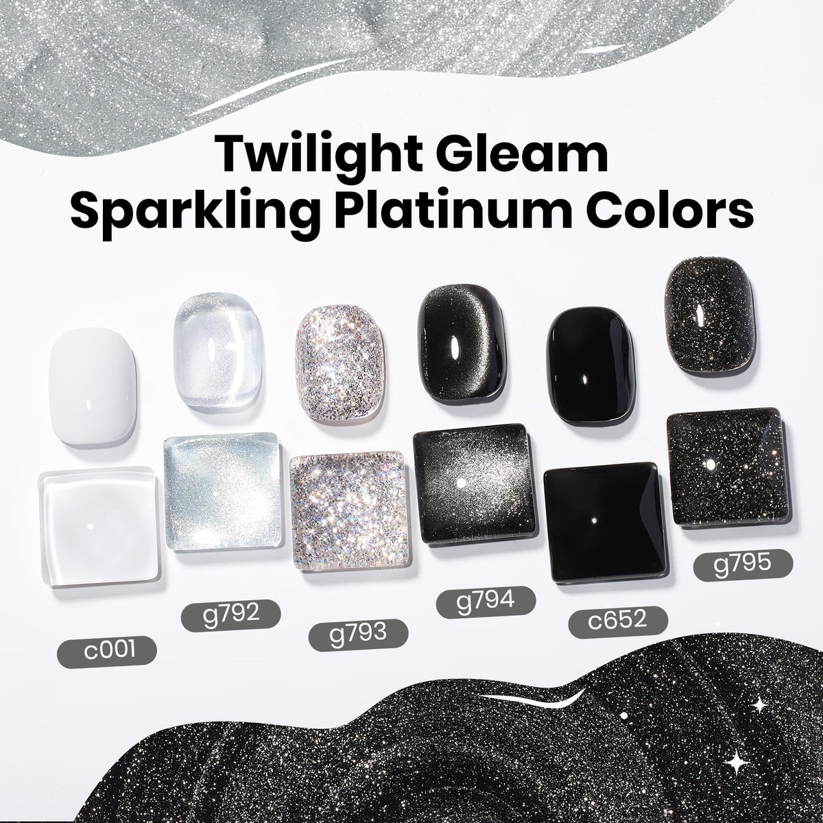 Beetles glitter detail showing fine and chunky silver shimmer for accent nails