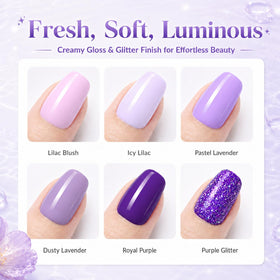 Beetles glitter lilac texture close-up highlighting sparkle for accent nails