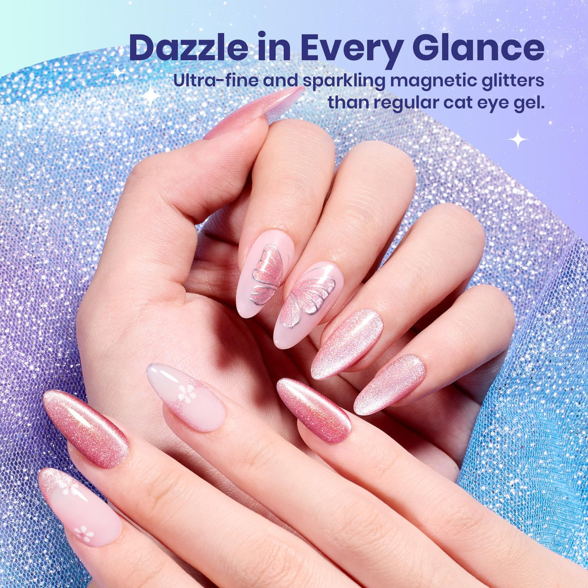 Beetles Gel Polish glitter texture swatch revealing reflective multi-dimensional finish