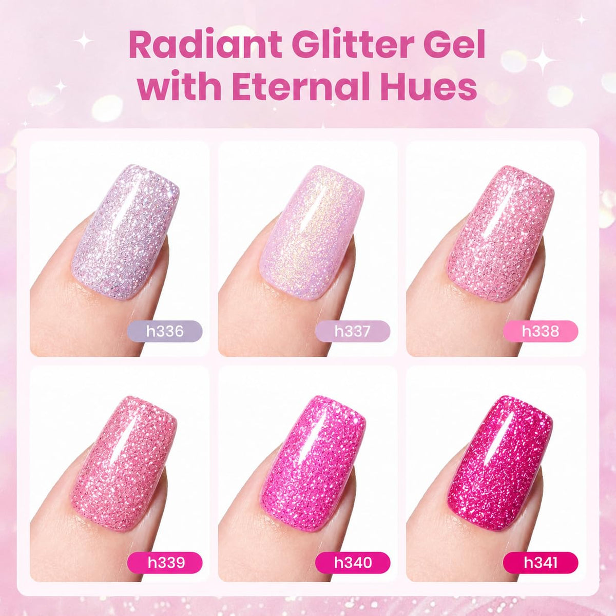 Beetles Gel Polish swatch showing glitter texture and multi-dimensional sparkle on nail tip