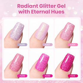 Beetles Gel Polish swatch showing glitter texture and multi-dimensional sparkle on nail tip