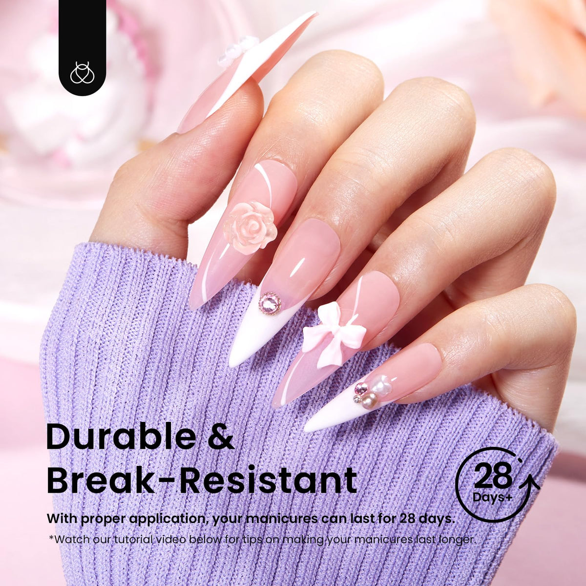 beetles completed press-on nails shown in lifestyle setting for inspiration