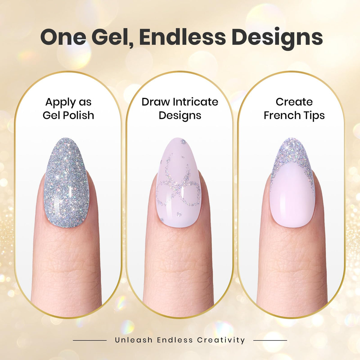 beetles golden gel stroke on swatch showing metallic pigmentation
