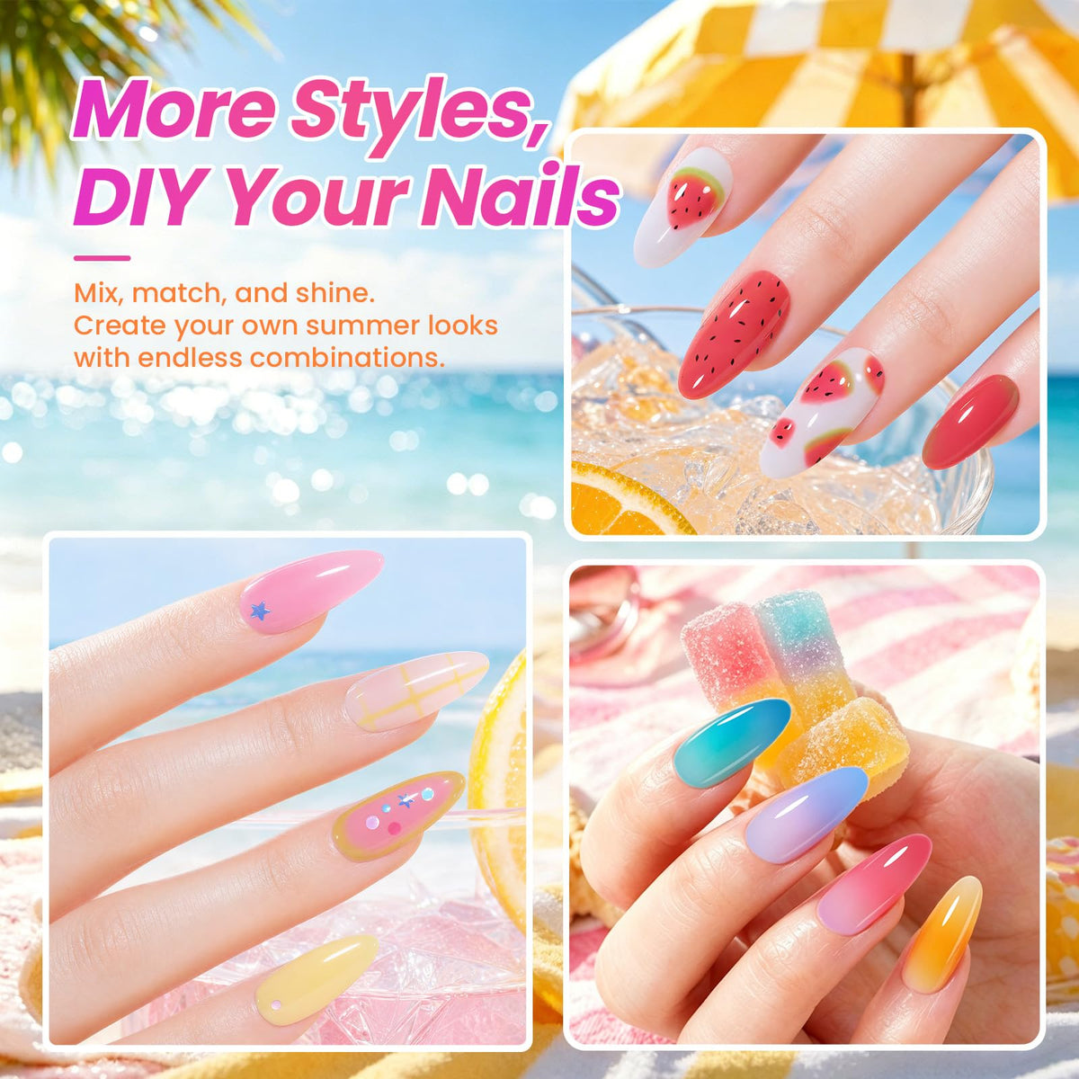 beetles gradient sample of ombre nails illustrating layered color effects