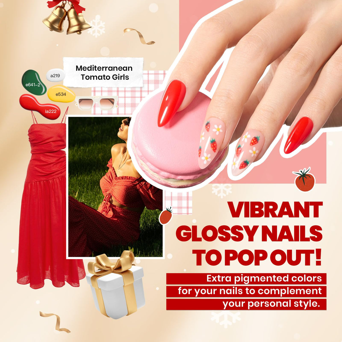 beetles hand model wearing manicured nails showing salon-quality finish