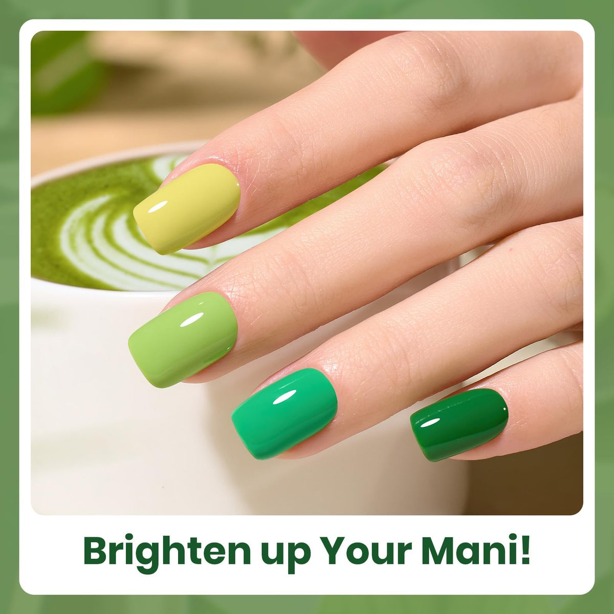 Beetles hand model wearing pastel green manicure for wearable style