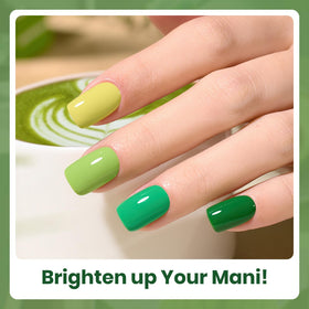 Beetles hand model wearing pastel green manicure for wearable style