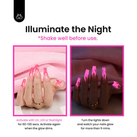 beetles brand hot pink gel on model nails showing salon finish and long-lasting shine benefit