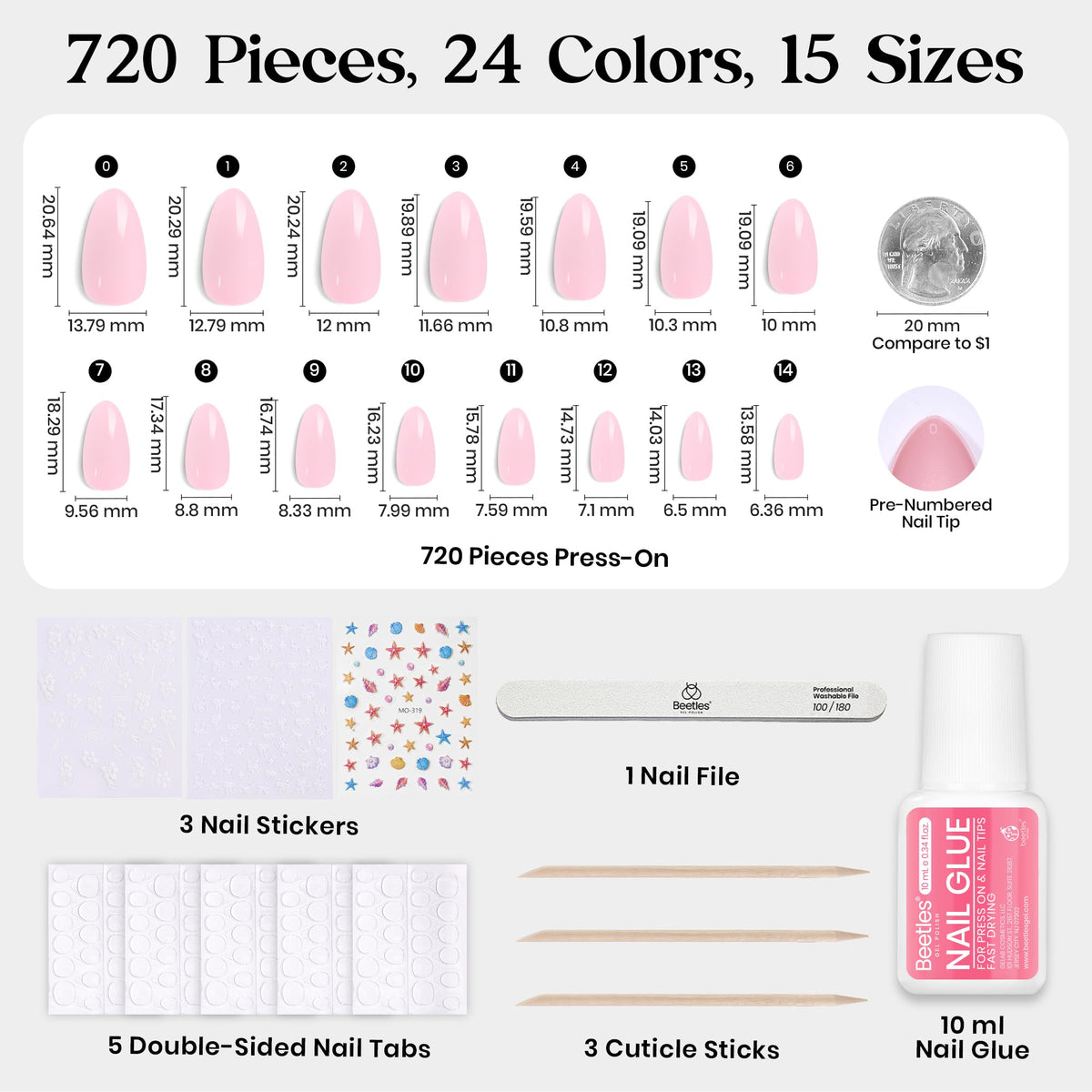 beetles model applying press on nail demonstrating quick at-home manicure