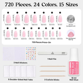 beetles model applying press on nail demonstrating quick at-home manicure