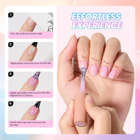 beetles on-model short nails showing cured gel manicure benefit wearable spring look