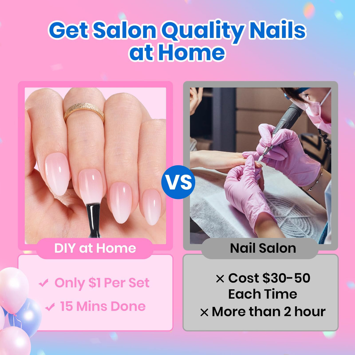 beetles hands applying press-on tip illustrating quick DIY salon results
