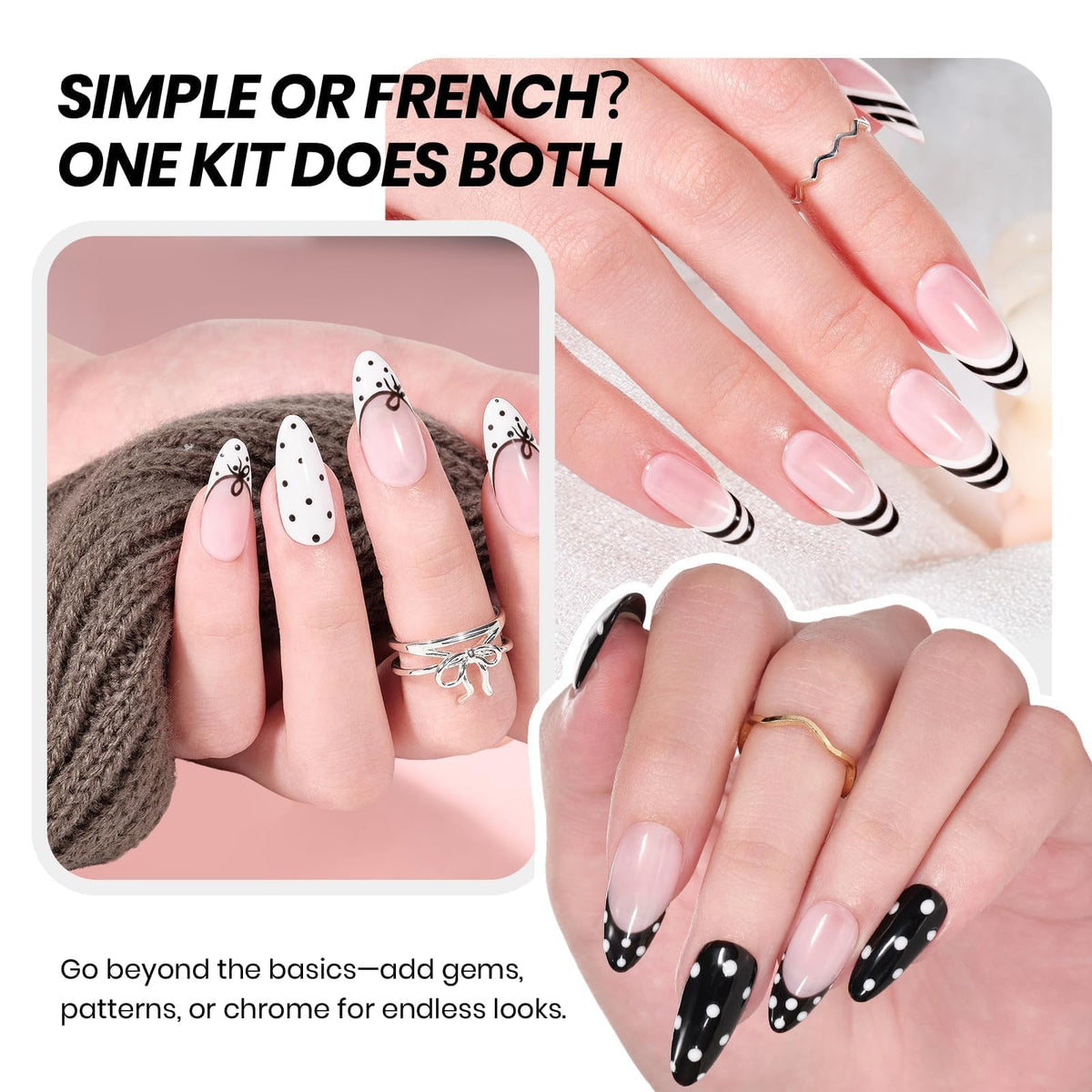 Beetles Gel Polish close-up of French tip detail with sharp contrast