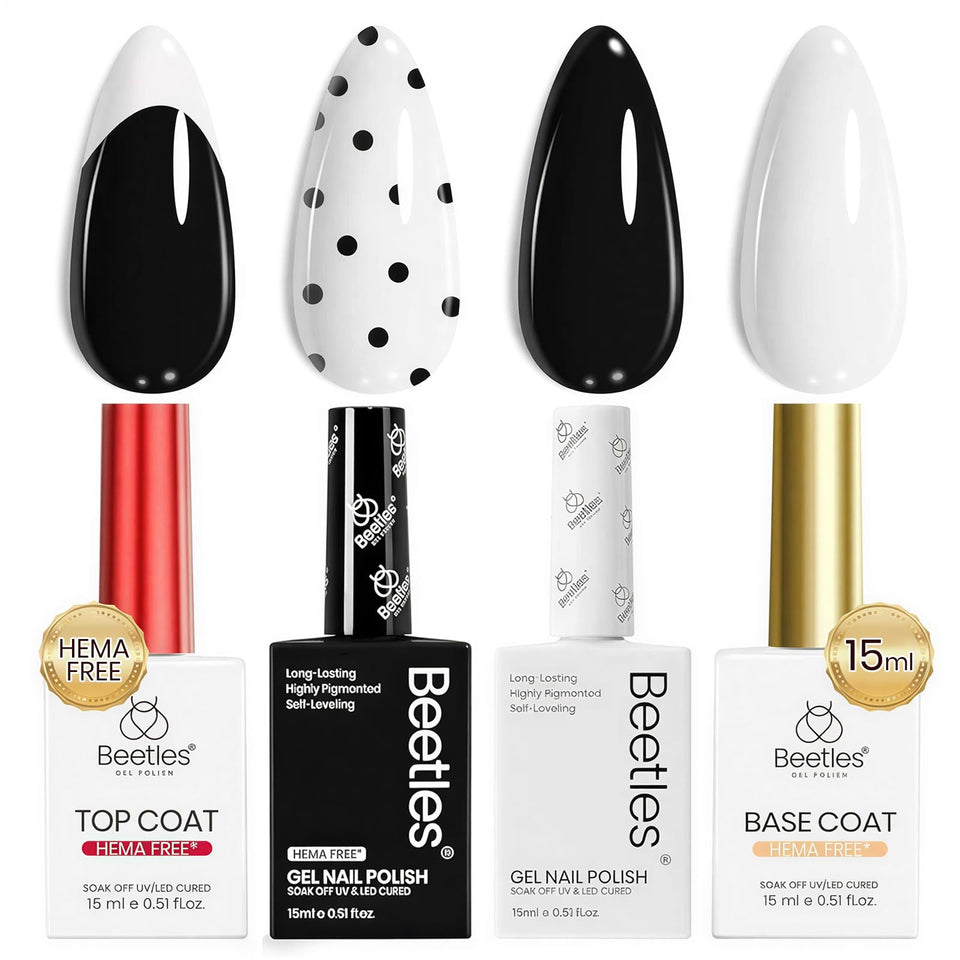 Beetles Gel Polish front packaging showing full four-piece kit and benefits