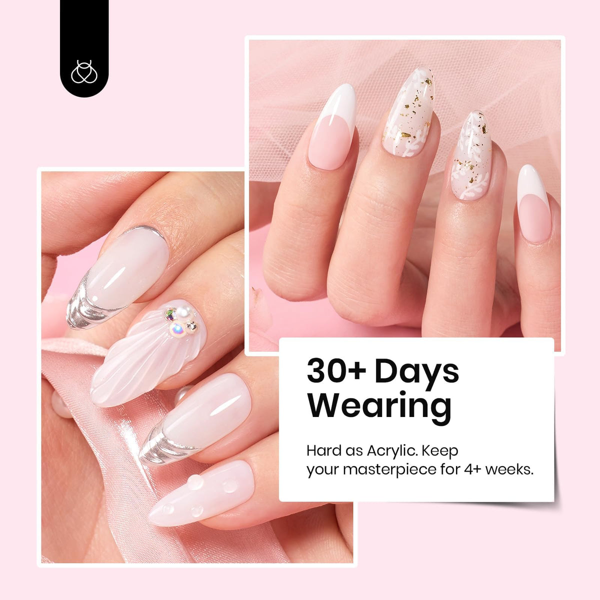 beetles Ivory Veil applied on nail form illustrating extension building and instant apex strength