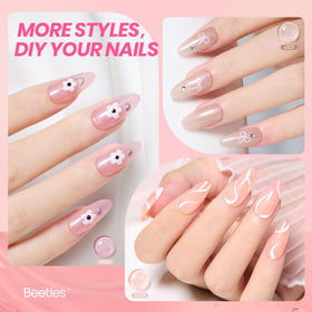 beetles swatched on nails demonstrating sheer shimmer and wearable tones
